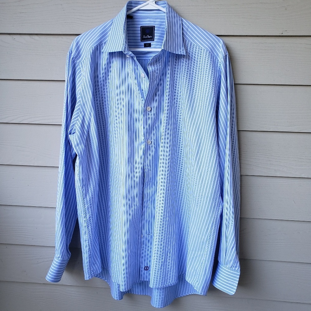 David donahue shirt blue and white stripe